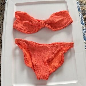 HUNZA Orange Knit Bikini Set